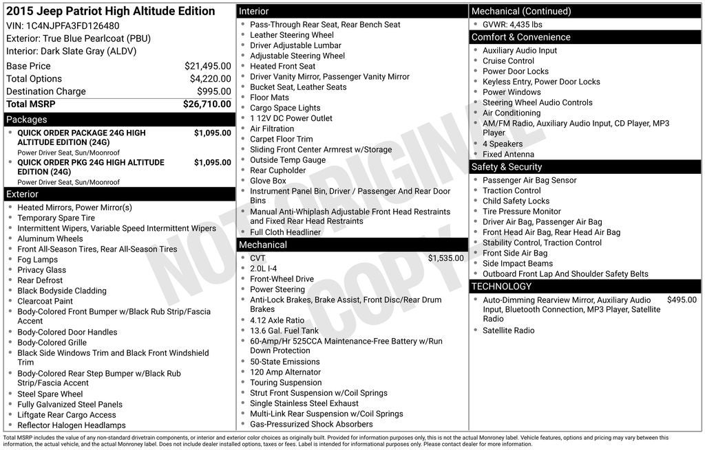 2015 Jeep Patriot High Altitude