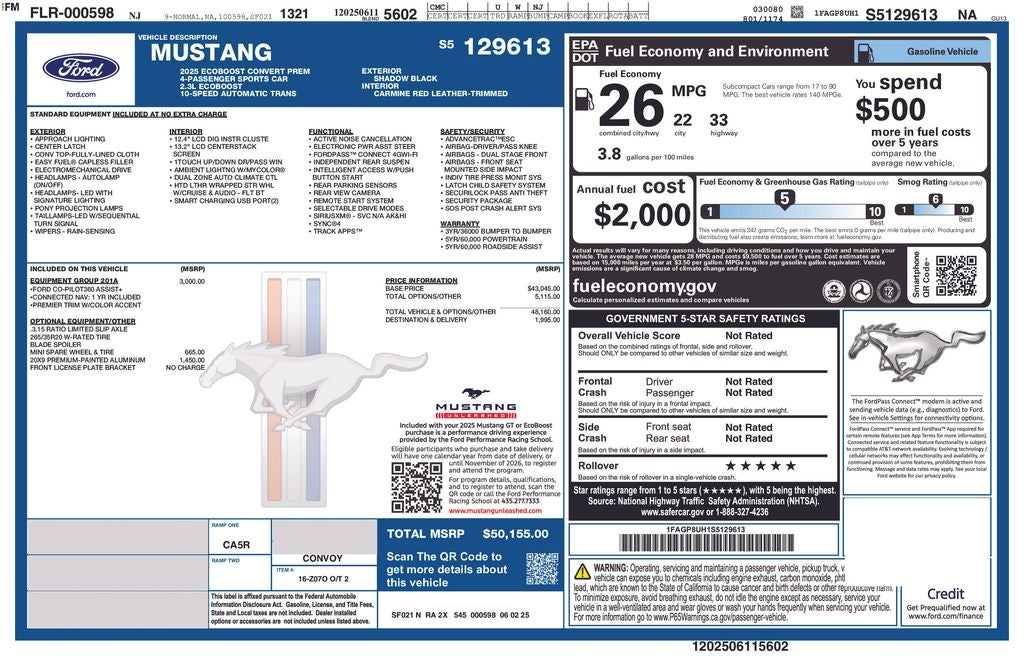 2025 Ford Mustang EcoBoost Premium Convertible Convertible