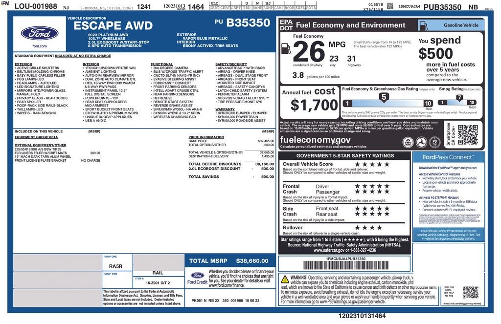 2023 Ford Escape Platinum