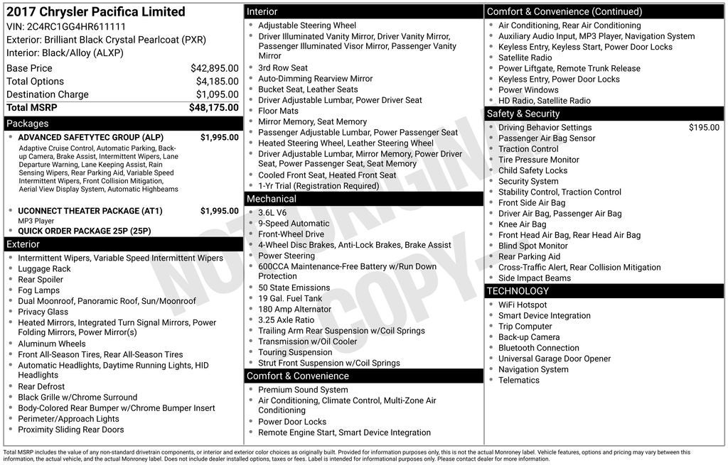 2017 Chrysler Pacifica Limited