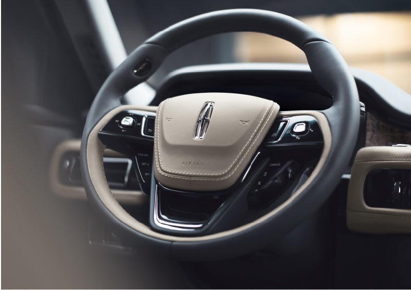 The intuitively placed controls of the steering wheel on a 2023 Lincoln Aviator® SUV | Kindle Lincoln in Cape May Court House NJ