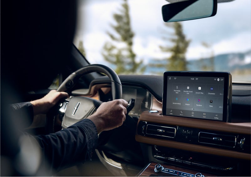 The Lincoln+Alexa app screen is displayed in the center screen of a 2023 Lincoln Aviator® Grand Touring SUV | Kindle Lincoln in Cape May Court House NJ