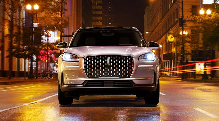 The striking grille of a 2024 Lincoln Corsair® SUV is shown. | Kindle Lincoln in Cape May Court House NJ