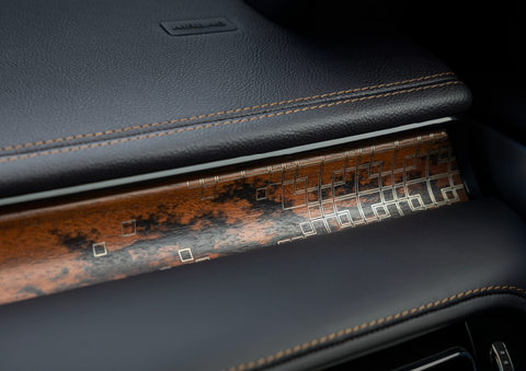A close-up shot of the 2025 Lincoln Aviator® dashboard with unique black and brown accents, and brown stitching. | Kindle Lincoln in Cape May Court House NJ